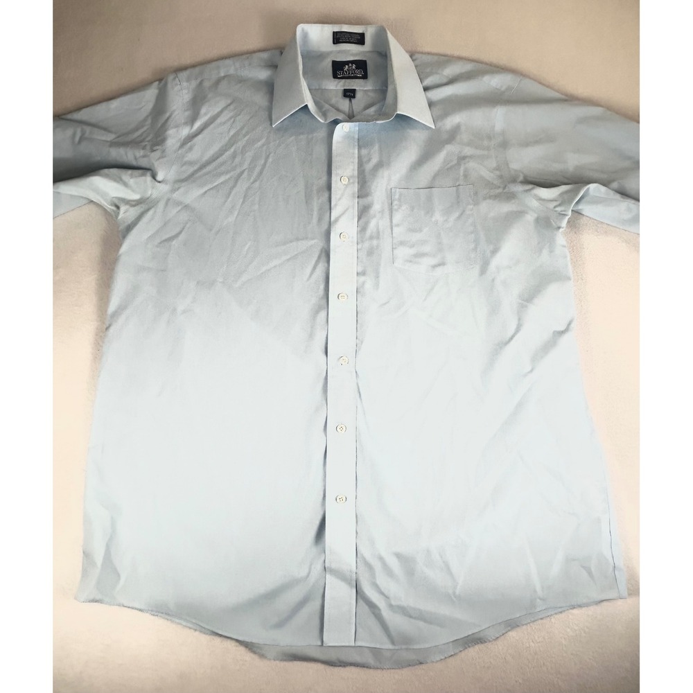 Stafford Button Down Shirt Mens 17.5 Light Blue‎ Business Casual 02745